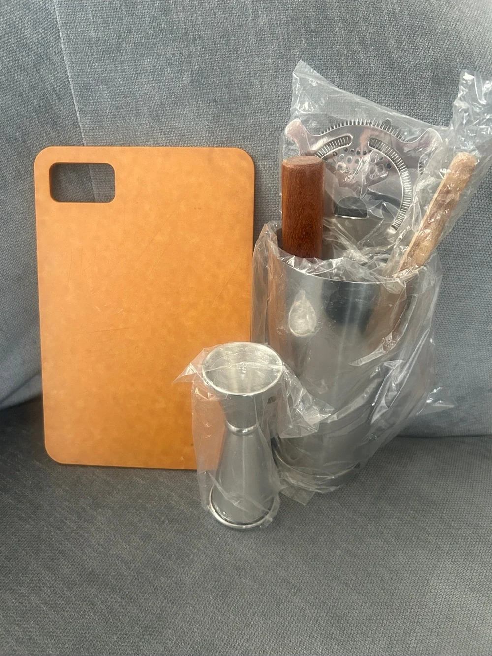 Sur la Table Stainless Steel and Wood Cocktail Tools Set